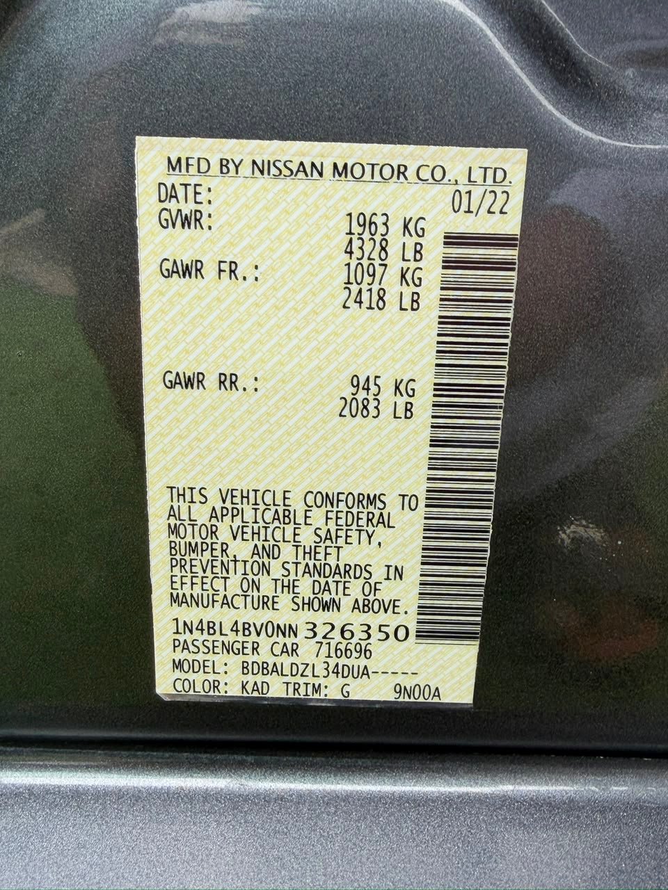 2022 Nissan Altima, S Fwd - صورة 9